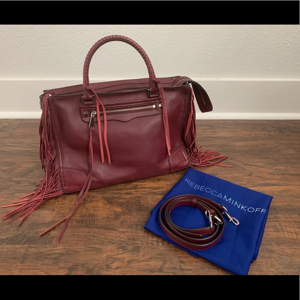 REBECCA MINKOFF Fringe Regan Leather  Handbag